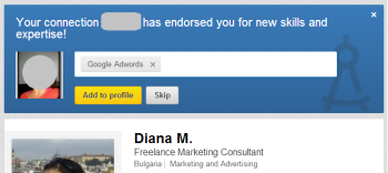 Endorse on LinkedIn section on my LI profile