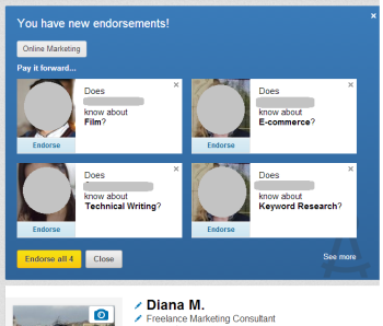Endorse on LinkedIn section on my LI profile - 4 people