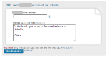 LinkedIn connection invite via email