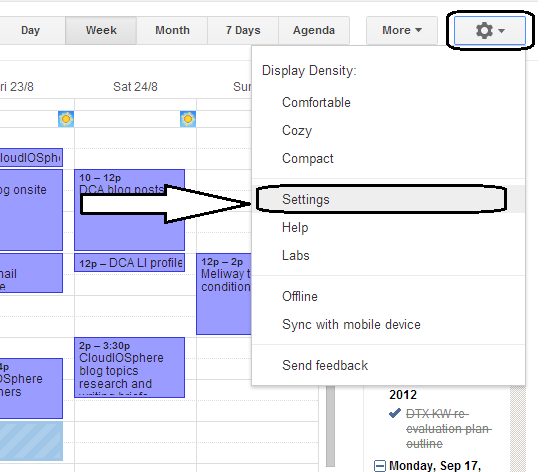 Google Calendar Settings