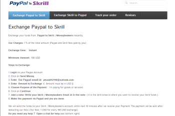 PaypalToSkrill dot com website scam - process description on their site