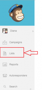 Step 2 - Choose Lists from your left navigation - Mailchimp how to